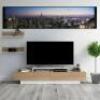 TEAK AND WHITE PRITTS TV STAND FOR TVS UP TO 75"