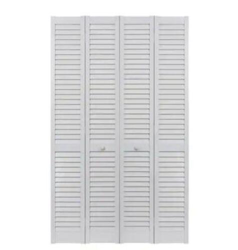 48 IN. X 80 IN. SEABROOKE LOUVER/LOUVER WHITE HOLLOW CORE PVC VINYL INTERIOR BI-FOLD DOOR