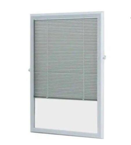 WHITE CORDLESS ADD ON ENCLOSED BLIND WITH 1/2 IN. WIDE ALUMINUM BLINDS FOR 20 IN. WIDTH X 36 IN. LENGTH DOOR WINDOW