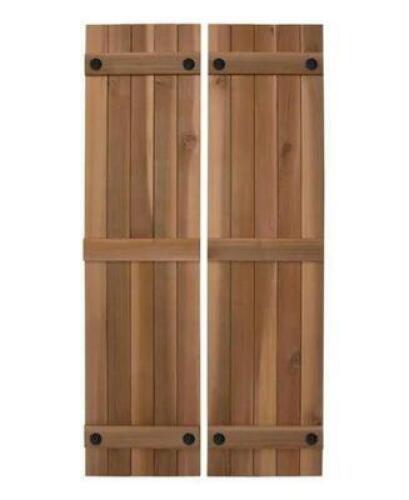 PORTER 15 IN. X 48 IN. CEDAR BOARD AND BATTEN SHUTTERS PAIR IN NATURAL CEDAR