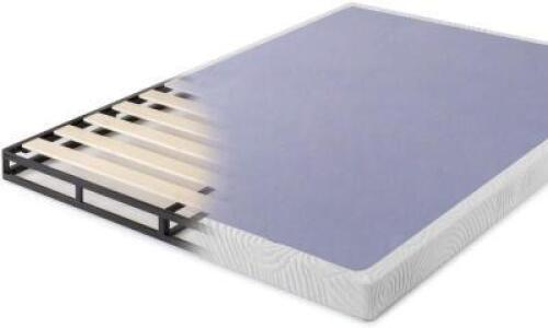 METAL BOX SPRING WITH WOOD SLATS /4 INCH MATTRESS FOUNDATION