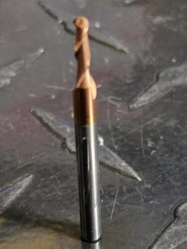 DESCRIPTION: (2) SOLID CARBIDE BALL END MILL BRAND/MODEL: ACCUPRO 07766462 RETAIL$: $19.12 SIZE: 5/64" DIA 1/4" LOC 1/8" SD QTY: 2
