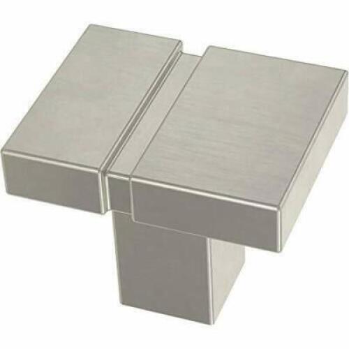 (10) - 1-1/4" ASYMMETRIC NOTCHED CABINET KNOBS IN BRUSHED NICKEL