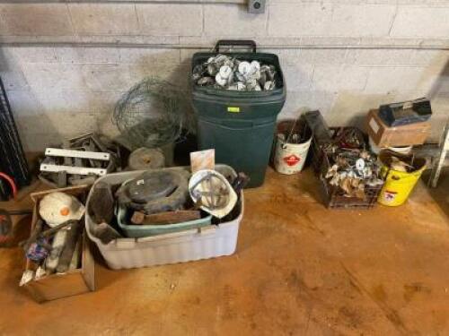 LARGE GROUP OF ASSORTED ROOFING HARDWARE - FASTENERS / CHAINS / HARDWARE / ETC.
