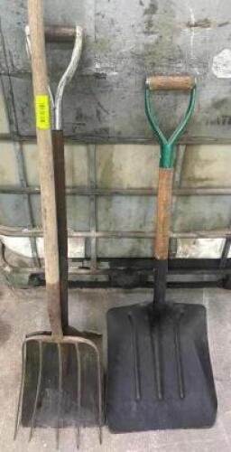 DESCRIPTION: (2) SHOVELS AND PITCHFORK QTY: 3