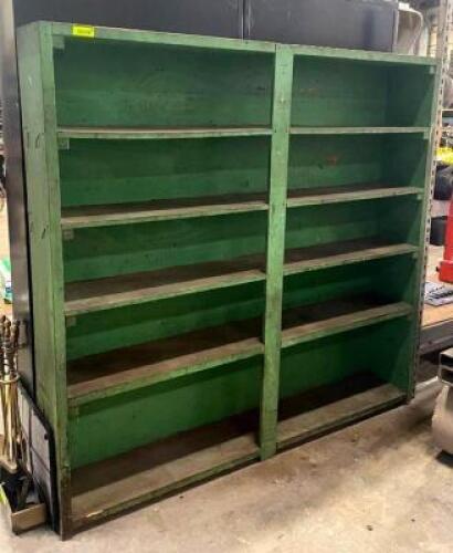 DESCRIPTION: WOODEN SHELVING UNIT SIZE: 76"X12"X72" QTY: 1