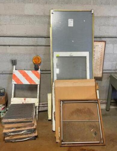 LARGE GROUP OF ASSORTED WINDOW AND DOOR HARDWARE WITH ADDITIONAL CONSTRUCTION SAFETY MARKER