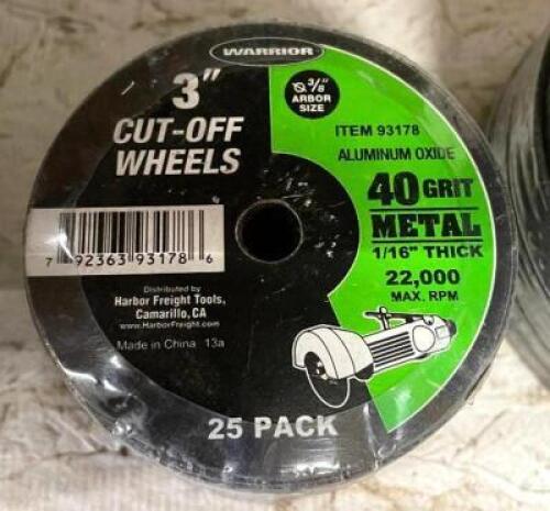 DESCRIPTION: 3" ALUMINUM OXIDE METAL 40 GRIT CUT-OFF WHEELS (35 CT) QTY: 1