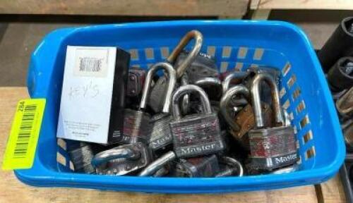DESCRIPTION: BIN OF MASTER LOCKS (WITH KEYS) QTY: 1