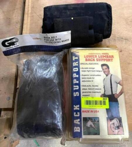 DESCRIPTION: (3) ASSORTED LUMBAR BACK SUPPORT BELTS QTY: 3