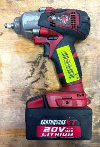 DESCRIPTION: 20V CORDLESS 3/8" IMPACT WRENCH WITH BATTERY BRAND/MODEL: EARTHQUAKE XT QTY: 1