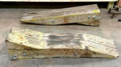 DESCRIPTION: (2) 4' WOODEN WHEEL CHUCK BASES SIZE: 48"X10" QTY: 1