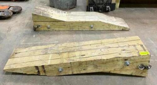 DESCRIPTION: (2) 4' WOODEN WHEEL CHUCK BASES SIZE: 48"X10" QTY: 1
