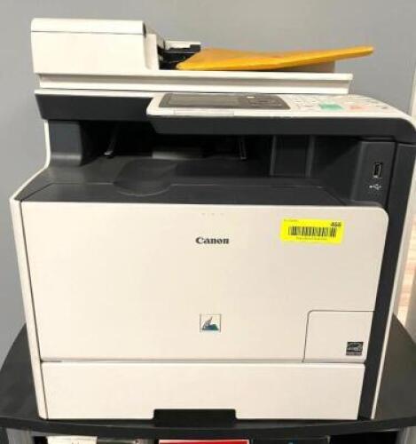 DESCRIPTION: WIRELESS ALL-IN-ONE COLOR PRINTER WITH ROLLABOUT PRINTER STAND BRAND/MODEL: CANON IMAGECLASS MF8580CDW QTY: 1