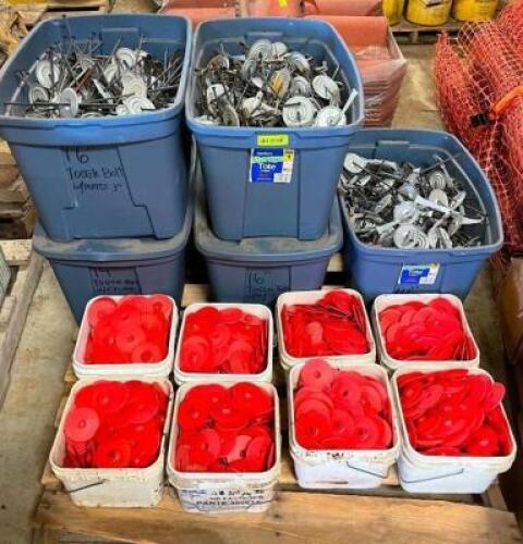 LARGE GROUP OF ASSORTED ROOFING HARDWARE - FASTENERS / CHAINS / HARDWARE / ETC.