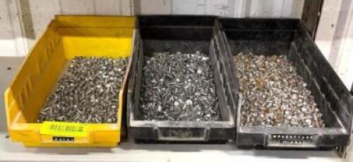 DESCRIPTION: (3) - CONTAINERS FILLED WITH ALUMINUM RIVETS - (3) SIZES ADDITIONAL INFORMATION: (3)- RIVET SIZES. SEE PHOTOS. CONTENTS OF SINGLE SHELF O