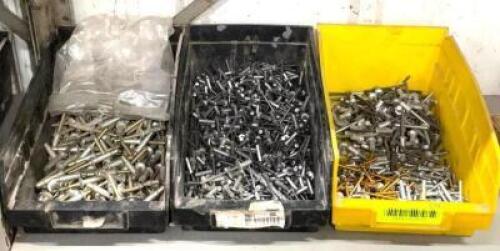 DESCRIPTION: (3) - CONTAINERS FILLED WITH ALUMINUM RIVETS - (3) SIZES ADDITIONAL INFORMATION: (3)- RIVET SIZES. SEE PHOTOS. CONTENTS OF SINGLE SHELF O
