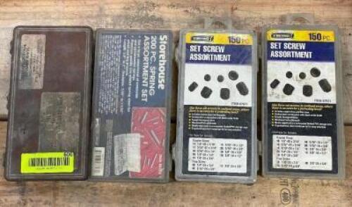 DESCRIPTION: (4) - SET SCREW ASSORTMENT AND SPRING KITS LOCATION: WOOD TABLE / TIRE RACK AREA THIS LOT IS: SOLD BY THE PIECE QTY: 4