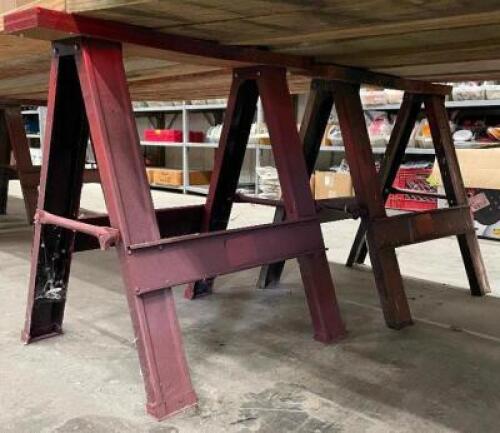 DESCRIPTION: (2) - 30" FOLDING SAWHORSES ADDITIONAL INFORMATION: FRAMES ONLY. WOOD NOT INCLUDED. LOCATION: WOOD TABLE / TIRE RACK AREA THIS LOT IS: SO