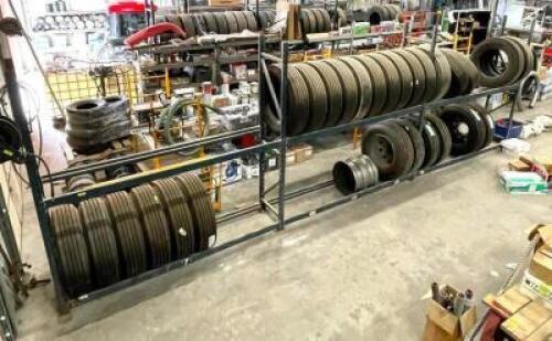 DESCRIPTION: (3) - SECTIONS OF 9' PALLET RACKING WITH (12) - CROSS BEAMS ADDITIONAL INFORMATION: (4) - 9 FT. UPRIGHTS / (12) - 9 FT. CROSS BEAMS. TIRE
