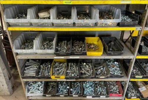 DESCRIPTION: 4 TIER SHELVING UNIT WITH LARGE ASSORTMENT OF HARDWARE INCLUDED ADDITIONAL INFORMATION: ALL CONTENTS INCLUDED. SEE PHOTOS. LOCATION: DOCK