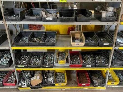 DESCRIPTION: 4 TIER SHELVING UNIT WITH LARGE ASSORTMENT OF HARDWARE INCLUDED ADDITIONAL INFORMATION: ALL CONTENTS INCLUDED. SEE PHOTOS. LOCATION: DOCK