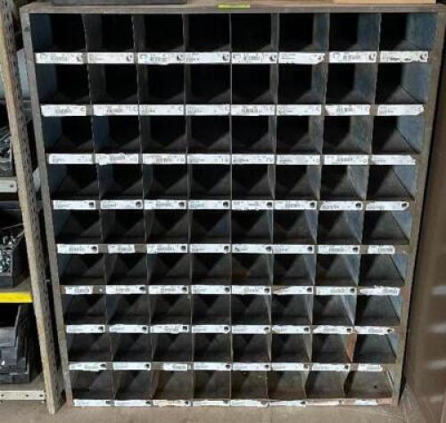 DESCRIPTION: 42" SMALL PARTS ORGANIZER / SHELVING UNIT - EMPTY LOCATION: DOCK DOOR AREA THIS LOT IS: ONE MONEY QTY: 1