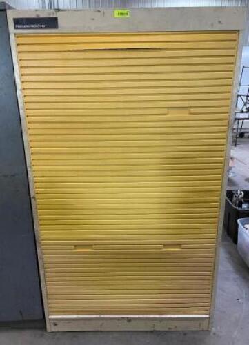 DESCRIPTION: 77" SHOP STORAGE CABINET ADDITIONAL INFORMATION: VERTICAL SLIDING DOOR SIZE: 77" X 45" X 20" LOCATION: DOCK DOOR AREA THIS LOT IS: ONE MO