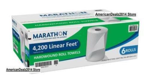 DESCRIPTION: 6CT BOX OF 700' HARDWOUND PAPER TOWELS (NEW) BRAND/MODEL: MARATHON RETAIL$: $38.64 QTY: 1