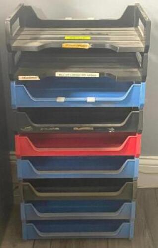 DESCRIPTION: (9) - STACKABLE PAPER ORGANIZERS ADDITIONAL INFORMATION: SOLD AS SET. THIS LOT IS: ONE MONEY QTY: 1