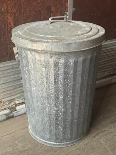 DESCRIPTION: (4) - MEDIUM SIZED METAL WASTE BINS WITH LIDS SIZE: 24" X 18" THIS LOT IS: SOLD BY THE PIECE QTY: 4