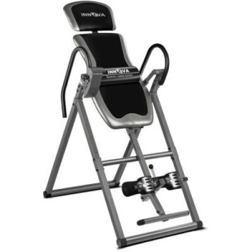DESCRIPTION: (1) HEAVY DUTY INVERSION TABLE BRAND/MODEL: INNOVA/ITX9600 INFORMATION: OUT OF STOCK/GRAY & BLACK/WEIGHT CAPACITY: 300 LBS RETAIL$: 139.9