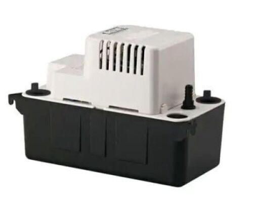 DESCRIPTION: (1) CONDENSATE PUMP BRAND/MODEL: LITTLE GIANT/554425 INFORMATION: 80 GPH/60HZ/MAX PRESSURE: 8.6 PSI RETAIL$: 63.84 SIZE: 10-1/2"L X 7"H X