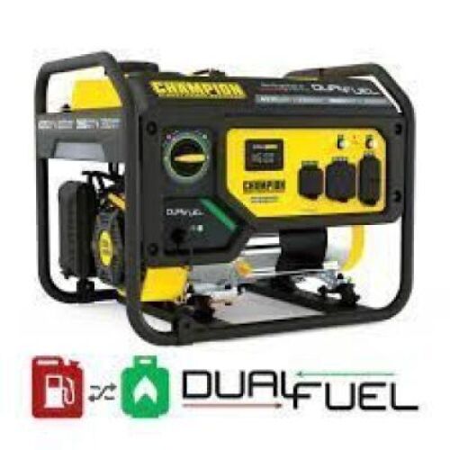 DESCRIPTION: (1) DUAL FUEL GENERATOR BRAND/MODEL: CHAMPION/200967 INFORMATION: PORTABLE/FUEL TANK CAPACITY: 4.70 GAL/3500 WATT RETAIL$: 546.51 SIZE: 1