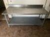 72" X 30" STAINLESS TABLE W/ 4" BACK SPLASH