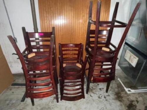 (6) ASSORTED WOODEN BAR STOOLS AND CHAIRS.