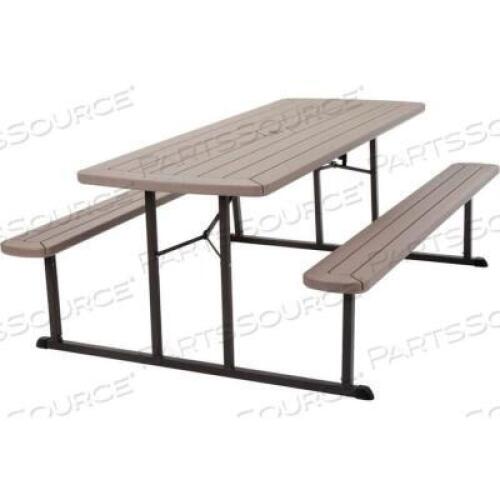 DESCRIPTION: (1) FOLDING PICNIC TABLE BRAND/MODEL: ZORO #C902BP87GRY1E INFORMATION: TAUPE RETAIL$: $343.15 SIZE: 72"X 36"TOP QTY: 1