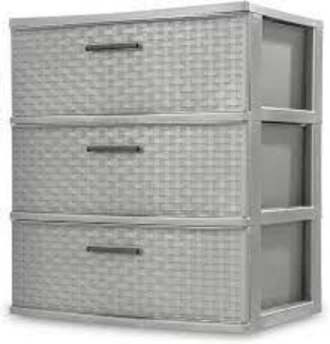 DESCRIPTION: (1) 3 DRAWER TOWER ORGANIZER BRAND/MODEL: STERLITE #2530 INFORMATION: GREY RETAIL$: $45.00 EA SIZE: 21X15X24 QTY: 1