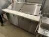 DESCRIPTION: TRUE 60" REFRIGERATED SANDWICH PREP TABLE. MODEL TRUE TSSU-60-24M ADDITIONAL INFORMATION: SN# 9269886, 115 VOLT, 1 PHASE SIZE: 60" QTY: 1 - 2