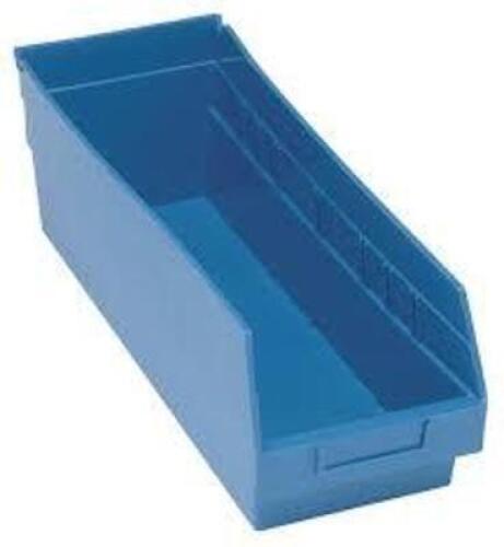 DESCRIPTION: (20) SHELF BIN BRAND/MODEL: QUANTUM STORAGE SYSTEM #QSB204BL INFORMATION: BLUE RETAIL$: $12.00 EA SIZE: 6X17X6 QTY: 20