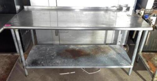 DESCRIPTION: 72" X 30" STAINLESS TABLE W/ 1� BACK SPLASH AND MOUNTED CAN OPENER SIZE: 72" X 30" QTY: 1