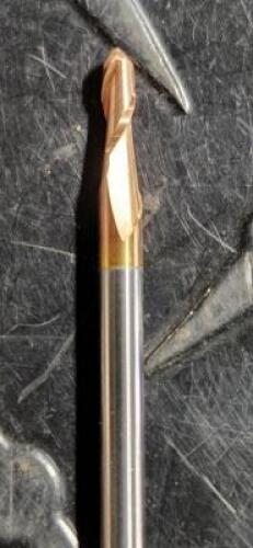 DESCRIPTION: (2) SOLID CARBIDE BALL END MILL BRAND/MODEL: ACCUPRO 07766488 RETAIL$: $22.12 EA SIZE: 3/32" DIA 9/32" LOC 1/8" SD QTY: 2