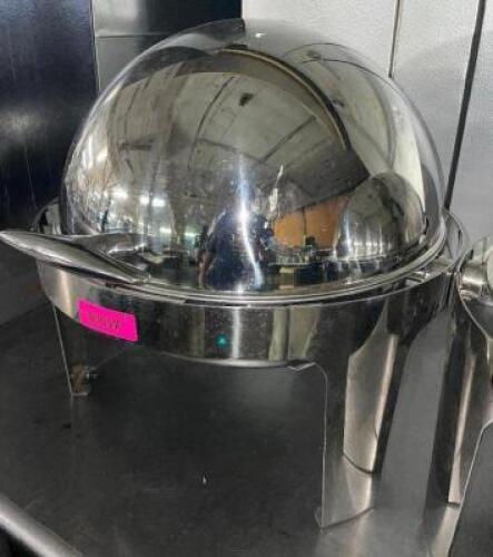 DESCRIPTION: 15" ROUND POLISHED STAINLESS DOME CHAFFER SET QTY: 1
