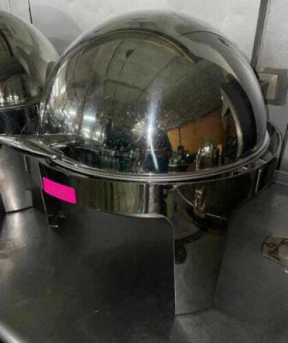 DESCRIPTION: 15" ROUND POLISHED STAINLESS DOME CHAFFER SET QTY: 1