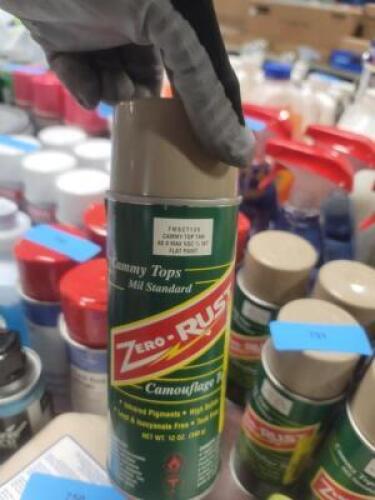 DESCRIPTION: (6) FLAT SPRAY PAINT BRAND/MODEL: ZERO-RUST INFORMATION: CAMMY TOP TAN RETAIL$: $13.86 EA SIZE: 12 OZ QTY: 6