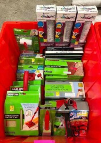 DESCRIPTION: BIN OF ASSORTED FLOORING TOOLS AS SHOWN INFORMATION: BINS NOT INCLUDED, SEE PHOTOS FOR ALL ITEMS QTY: 1