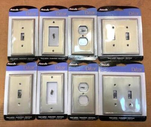 DESCRIPTION: (8) ASSORTED OUTLET/SWITCH CAST METAL WALL PLATES IN BRUSHED NICKEL BRAND/MODEL: AMERELLE QTY: 8