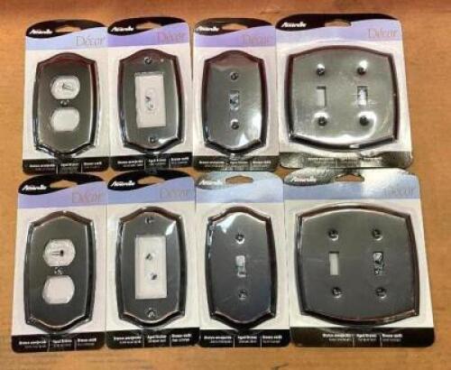 DESCRIPTION: (8) ASSORTED OUTLET/SWITCH STAMPED STEEL WALL PLATES IN AGED BRONZE BRAND/MODEL: AMERELLE QTY: 8