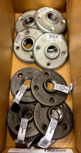 DESCRIPTION: (5) 3/4" BLACK STEEL FLOOR FLANGES AND (6) 3/4" GALVANIZED STEEL FLOOR FLANGES QTY: 11