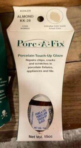 DESCRIPTION: (2) BOTTLES OF ALMOND TOUCH UP PORCELAIN GLAZE BRAND/MODEL: PORC-A-FIX RETAIL$: $11.99 EACH QTY: 2